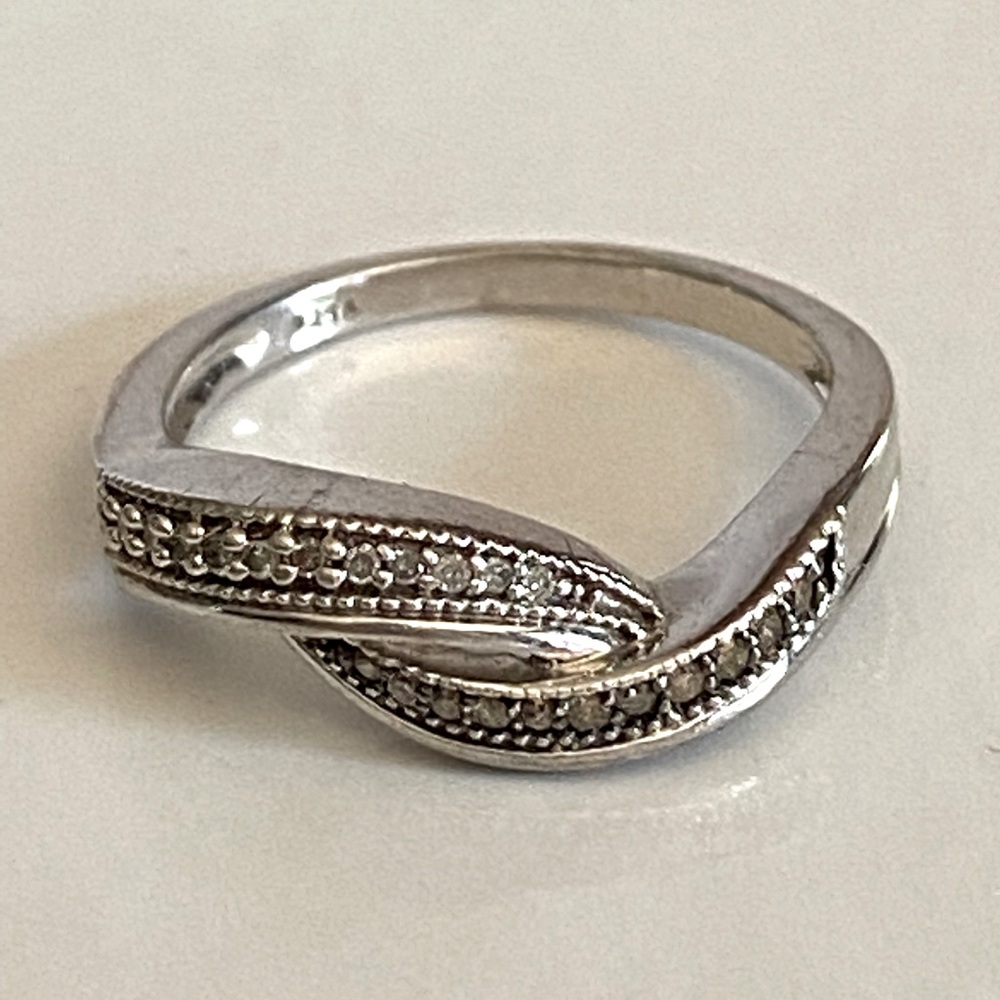 Sterling silver white and mocha diamond ring
